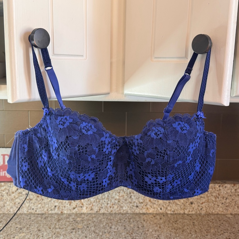 Adore Me Set Blue Lace Underwire Balconette Bra 36DD- Women Intimates